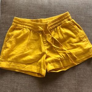 OLDNAVY, Linen shorts, yellow, cuffed, XS